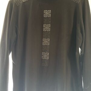Modern Black Long Sleeve Tee with Geometric Pattern